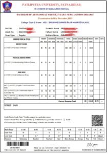 Patliputra University Ba Bsc Bcom 1st Semester Result 2024