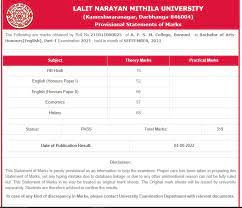 Lnmu Part 1 Result 2022-25